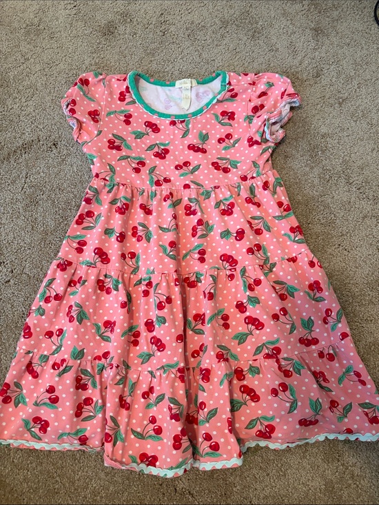 Matilda Jane Other - Matilda Jane Girls' Pink Cherry Print Tiered Dress